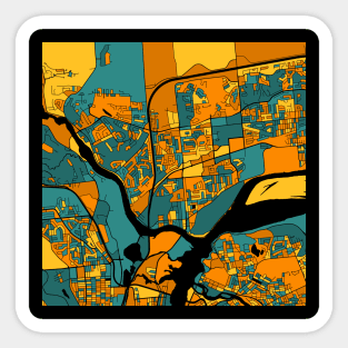 Gatineau Map Pattern in Orange & Teal Sticker